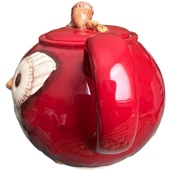 ๐ SOLD ๐ Grasslands Road Crimson Hollow Owl TEAPOT Acorn Lid Ceramic Whimsical - Picture 4 of 11